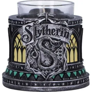 Nemesis Now Harry Potter Slytherin Teelichthalter, 7,5 cm, Harz, Silber, offizielles Harry-Potter-Lizenzprodukt, Slytherin-Hausdekoration, gegossen aus feinstem Harz, fachmännisch handbemalt