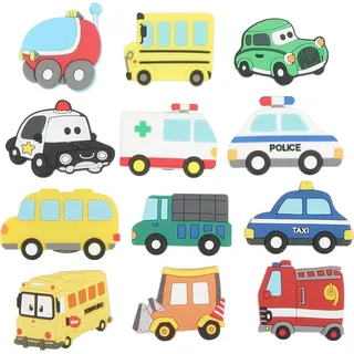 12 Stück Kühlschrankmagnet, Cartoon-Auto-Muster, 3D, dreidimensionale Persönlichkeit, Kühlschrank-Dekoration, weich