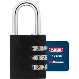 ABUS Zahlenschloss 145/30 - Aluminium-Vorhängeschloss, Sicherheitslevel 3 | Kofferschloss & Spindschloss, 3-stelliger Zahlencode ohne Schlüssel, korrosionsbeständig, 55 g, 31,5 mm breit