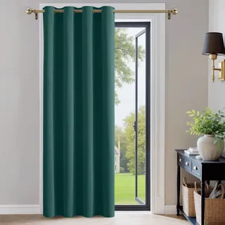 PONY DANCE Verdunkelungsvorhang Ösen Weihnachts Gardinen Blickdicht | Türvorhang Kälteschutz, 1 Stück H210 x B132 cm, Dunkelgrün, Sichtschutz, UV-Schutz, für Wohnzimmer, Dekoration, Blackout