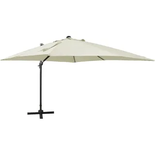 vidaXL Ampelschirm mit Mast und LED Sandfarben 300 cm - Beige