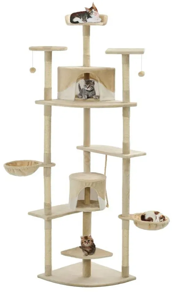 Bild von Katzen-Kratzbaum Sisal 203 cm Beige und Weiß