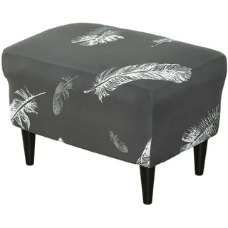EBETA Hockerbezug Bankhussen, Elastische Hussen für Ottomane, Fußhockerbezug, Abdeckung Überzug für Hocker Ottomane Schonbezug (Feder)