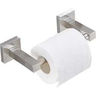 Unyqoos® Edelstahl-Toilettenpapierhalter zur Wandmontage – platzsparend, gebürstetes Silber, quadratisches Design mit Doppel-Scharnier - Silber