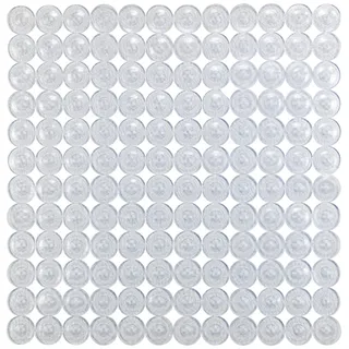 Wenko Duscheinlage Mod. Belem, Antirutsch-Duschmatte mit Saugnäpfen, Duschunterlage aus geometrisch angeordneten Kreisen für alle gängigen Duschtassen, aus robustem Kunststoff, 54 x 54 cm, Transparent
