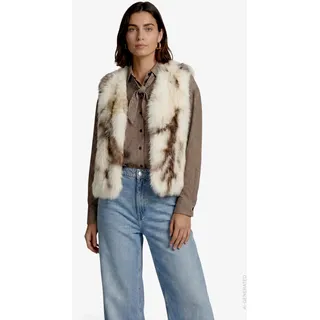 Fellimitatweste ZERO, Damen, Gr. M (38), braun (cream, braun), Web, Obermaterial: 100% Polyester, hüftbedeckend, Rundhals, Westen Fellimitatweste, Kunstfell-Weste mit Animalprint
