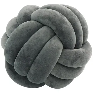 Knotenkissen, Geknotetes Kissen, Weiches Plüsch Knoten Kugelkissen Hand Geflochten Knoten Pillow Ball Zierkissen für Sofa, Bett, Dekorativ (Dunkelgrau, 20cm)