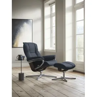 Stressless® »Mayfair« Set, Relaxsessel mit Hocker, mit Hocker, mit Cross Base, Größe S, M & L, Holzakzent Wenge blau