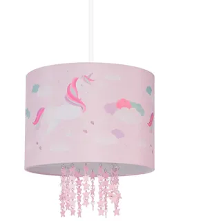 Relaxdays Hängelampe Kinderzimmer, Einhorn Weiß,Lila,Rosa