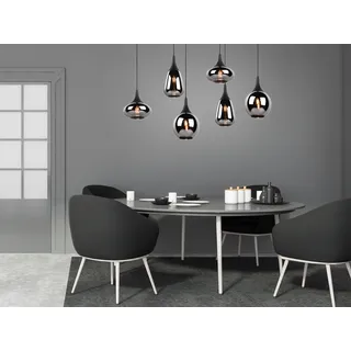 LED Pendelleuchte Industrial mehrflammig Rauchglas Optik für Esstisch Couchtisch - Schwarz