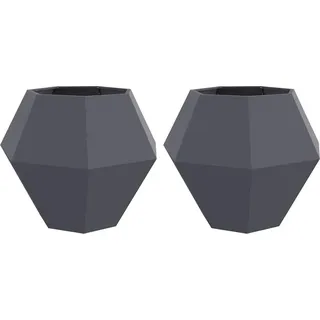 Pflanzkübel 2 pcs Anthrazit 100 x 100 x 80 cm Stahl - Grau