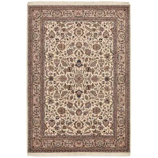 Rug and Roll Orientteppich Indo Isfahan, klassisch, strapazierfähig 120x180 cm , Creme , Textil , Orientalisch , Rechteckig , 120x180 cm , für Fußbodenheizung geeignet , Teppiche und Böden, Teppiche, Orientteppiche