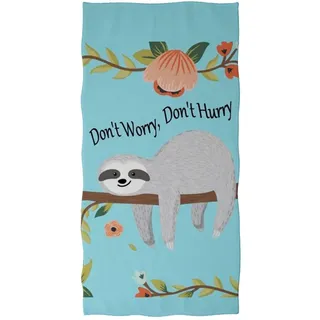 Showudesigns Baumwoll-Badetuch mit Faultier-Muster, saugfähig, weich, Reise-Strandtuch/Duschtuch