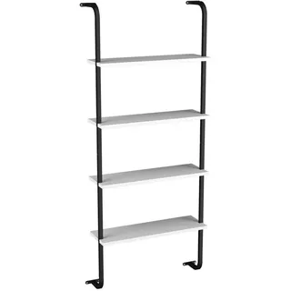 Mid.you Wandregal , Schwarz, Weiß , Metall , 4 Fächer , 64x150x20 cm , hängend , Wohnzimmer, Regale, Wandregale