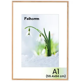 Feihorrm Bilderrahmen, A1 Fotorahmen aus Eiche, Mit gehärtetem Glas, Für 59,4x84 cm-Fotos ohne Passepartout oder 41x58,4 cm-Fotos mit Passepartout (Beige, A1 (59,4x84 cm)/ 1x)