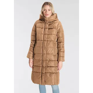 ONLY Steppmantel »ONLTINA PUFFER X LONG COAT OTW«, mit Kapuze, braun