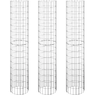 vidaXL Gabionen-Hochbeete 3 Stk. Rund Verzinkter Stahl Ø30x150 cm - Silber