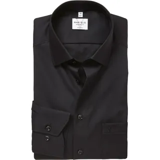 Langarmhemd MARVELIS, Herren, Gr. 48, N-Gr, schwarz, Web, Obermaterial: 100% Baumwolle, normal, 2-Knopf-Manschette, Hemden Langarmhemd, modern fit, Businesshemd, bügelfrei, New-Kentkragen
