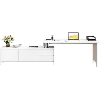 Home Affaire Eckschreibtisch Luven Kiefer massiv / Weiß