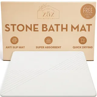 zåz interiors Stone Badematte für Badezimmer, schnell trocknend, rutschfest, leicht zu reinigen, (Lace White)