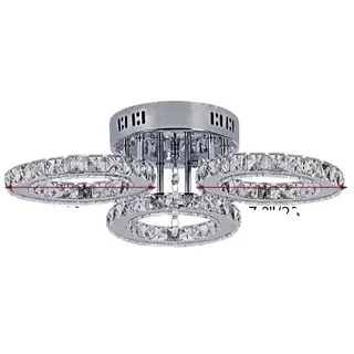 Kristall Kronleuchter, Edelstahl, LED Hängeleuchte, 3 Köpfe, Warmweiß - Silber, Weiß