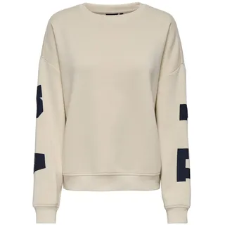 ONLY Damen Sweatshirt ONLSweat Life Back Sleeve Print Pullover Loose Fit 15356793 Birch Night Sky Florida L