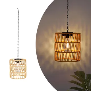 pearlstar Solarlampen für außen wetterfest, Bambus Solar Laternen für draußen, Solarlaterne für außen hängend mit Metallkette und Haken, Garten Deko für Balkon Terrasse und Pavillon