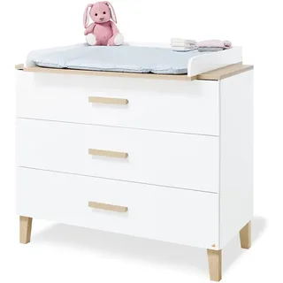 Pinolino Wickelkommode Lumi breit, mit abnehmbarem Wickelaufsatz, 3 Schubkästen, Self-Soft-Close, Dekor