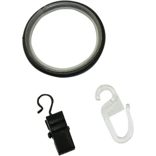 GARDINIA Gardinenringe mit Gleiteinlage Industrial Home Ø 25 mm Schwarz 10 Stück
