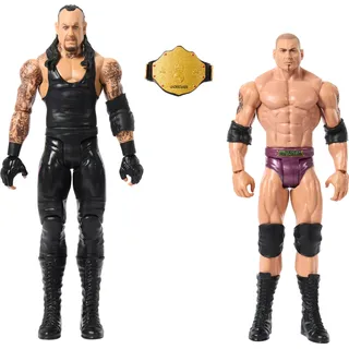 WWE Set mit 2 beweglichen Figuren, Duell, Champions Roman Reigns Vs John Cena, Championtitel, 10 Gelenkpunkte, Spielzeug für Kinder, ab 3 Jahren, HLL78