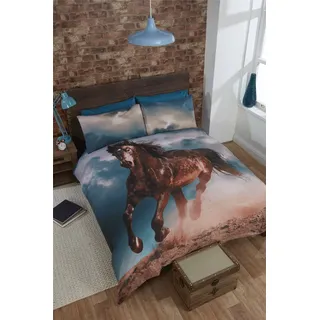 Urban Einzigartige Pferd Tier Fotodruck Bettbezug Set, Mehrfarbig, Doppel