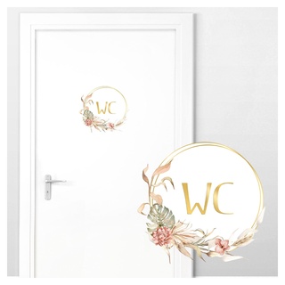 Grandora WC Türaufkleber Blumenranke Wandsticker für Bad Toilette Wandtattoo für Badezimmer Wandaufkleber selbstklebend Wanddeko DL990