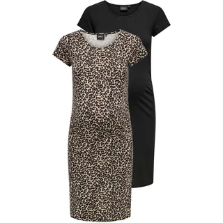 ONLY MATERNITY Umstandskleid »OLMLOVELY LIFE S/S DRESS 2-PCK NOOS« Packung, 2 Stk. tlg., schwarz