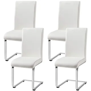 Yaheetech Esszimmerstuhl Freischwinger Kunstleder weiß 4er Set