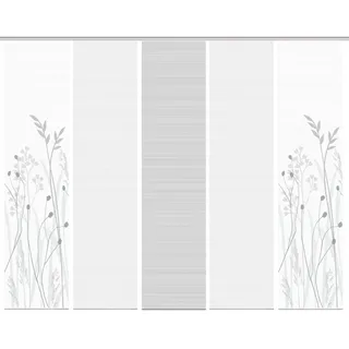 VISION S Schiebegardine GRASIL, 5er Set Paneelwagen 5 Stk. tlg. Bambus-Optik, Digital bedruckt, grau