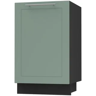 Feldmann-Wohnen Küchenunterschrank Kvantum D1D/50 Mint Matt / Schwarz Matt 50 / 50 / 82cm , Mintgrün, Schwarz , Holz , Rechteckig , 50x82x50 cm , Küchen, Küchenmöbel, Küchenschränke, Küchenunterschränke