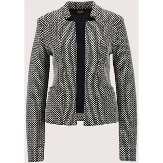 Jerseyblazer MADELEINE "Kurzblazer Moderner Jerseyblazer mit Struktur", Damen, Gr. 42, schwarz (schwarz, wollweiß), Obermaterial: 70% Polyester PES. 27% Viskose CV. 3% Elasthan EL., Modern, normal, Blazer Jerseyblazer