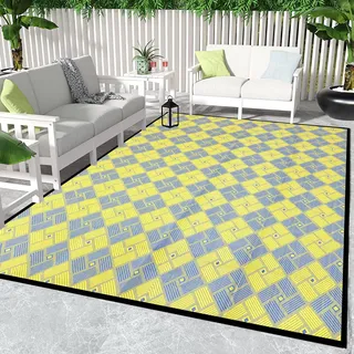 ARSUK Outdoor Kunststoff Teppich – 210x150cm groß, für Terrasse, Garten, Strand, Camping, Balkon, Veranda, Hinterhof – Waschbar, Tragbar, Bequem, Langlebig & UV-beständig