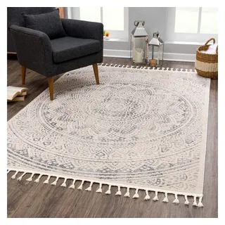 Carpet City Teppich »Art 1652«, rechteckig, 7 mm Höhe, Kurzflor, Ornamenten-Muster, Boho & Mandala Stil, auch als Läufer grau