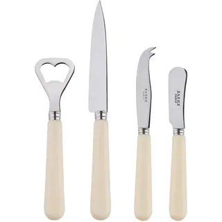 SABRE PARIS - Apero-Set, 4-teilig -Pop - Flaschenöffner, Spickmesser, kleines Käse- & Buttermesser - Edelstahl & Acryl - Spülmaschinenfest - Elfenbein