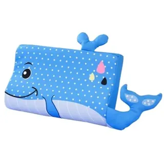 Schlummerkids Kissen Original,Kinderkissen für Besserenund Gesünderen, Calmly Ergonomisch, Kawaii Tiere Kissen, Atmungsaktiv und Hautfreundlich (Mit Kopfkissenbezug) (Blauwal,45*27*6 cm)