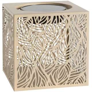 Dehner Solar-Laterne Olea B20 x H20 x T20 cm – LED Würfellampe, warmweiß, Solarbetrieb, Dämmerungssensor, Metall & Kunststoff, braun