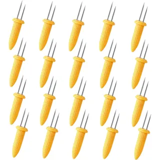 LATRAT 20 Stück Edelstahl Maiskolben Spieße Mais Halter Maiskolbenhalter Grillspieße Gabel Sticks für BBQ Maiskolben Grillzubehör Corn Holders Schaschlikspieße Fruit Forks