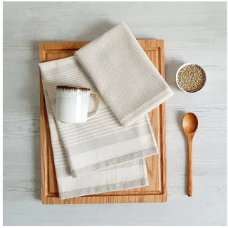 framsohn frottier "Modern Living Streifen, aus 100% Baumwolle", dichte Feinwebung, in Österreich hergestellt, 50x70 cm, beige, braun, grau),