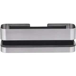 BLOMUS -NEXIO- Duschkorb aus mattiertem Edelstahl, praktischer Kunststoffeinsatz für vereinfachte Reinigung, inkl Halterung, exklusives Badaccessoire (H / B / T: 8,5 x 25 x 8 cm, Edelstahl, 68941)