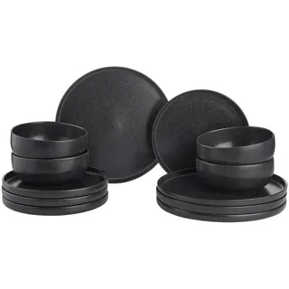 Butlers Geschirrset 12-tlg. Casa Nova 4 Personen , Schwarz , Keramik , 27x1x27 cm , Geschirr, Geschirrsets
