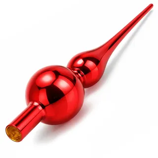 com-four® Christbaumspitze in rot glänzend, Weihnachtsbaumspitze aus echtem Glas für Weihnachten, Tannenbaumspitze für Ihren Christbaum, 28 cm