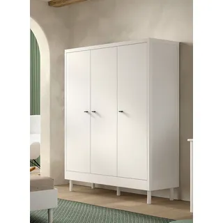 Home Affaire »Forrest mit 3 Drehtüren (Soft-Close), Made in Europe, zeitloses Design« weiß lackiert, B:145,8cm H:190cm T:55cm, Massivholz, Schränke, Kleiderschrank, praktische Facheinteilung, viel Stauraum, hochwertige Verarbeitung