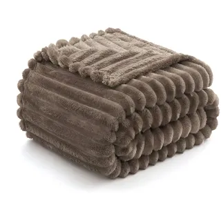 MIULEE Kuscheldecke Flauschig Decke Fleecedecke Flanell Einfarbig Wohndecken Couchdecke Flauschig Überwurf Mikrofaser Tagesdecke Sofadecke Blanket Für Sofa Schlafzimmer 50x60Inch 125x150cm Braun