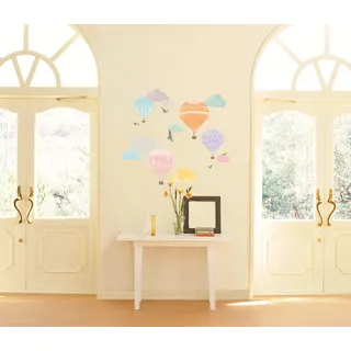 Ambiance Sticker Wandaufkleber-Dekorationsklebstoffe Heißluftballon und Wolken Wandtattoo für Baby, Kinderzimmer und Wohnzimmer - H70 x L50 cm